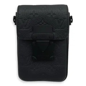 S-Lock Crossbody Bag Black in Taurillon Leather, Lacquered Metal hardware