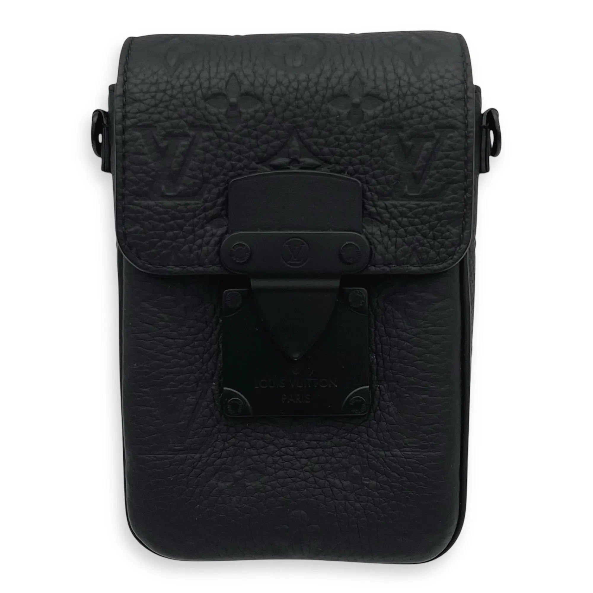 S-Lock Crossbody Bag Black in Taurillon Leather, Lacquered Metal hardware