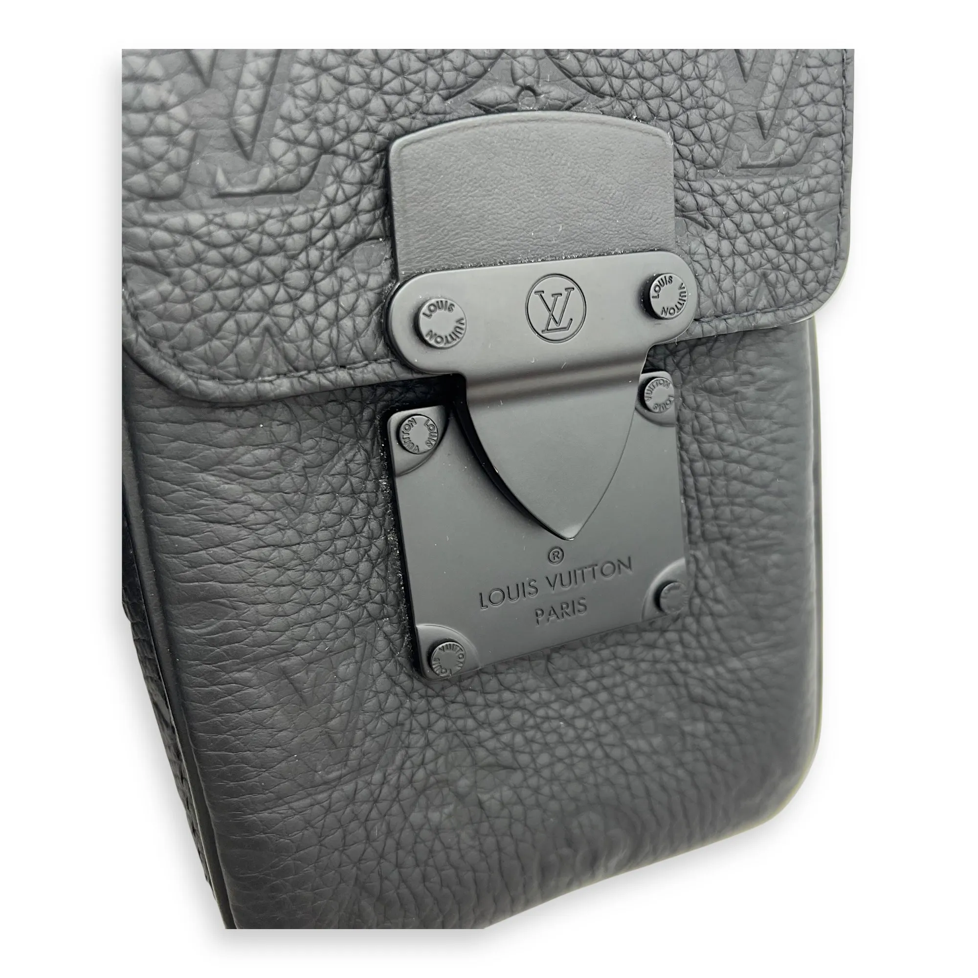 S-Lock Crossbody Bag Black in Taurillon Leather, Lacquered Metal hardware