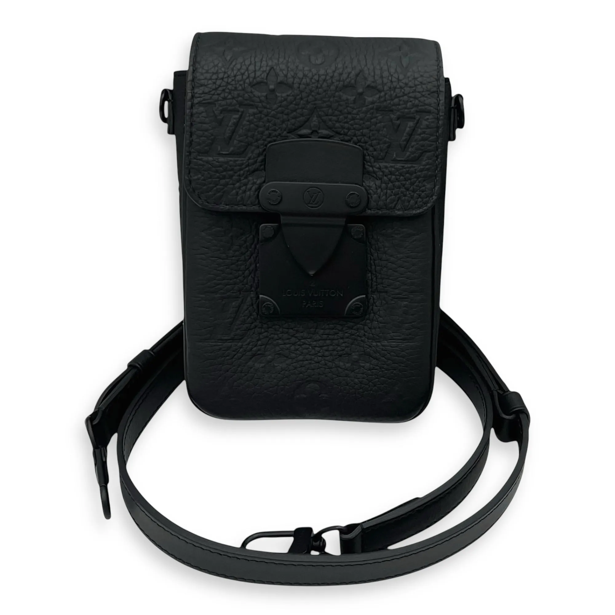S-Lock Crossbody Bag Black in Taurillon Leather, Lacquered Metal hardware