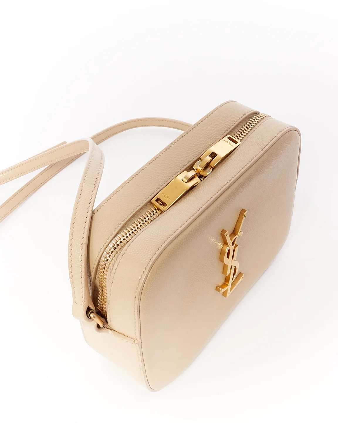 Saint Laurent Beige Grained Leather Mini Lou Camera Bag