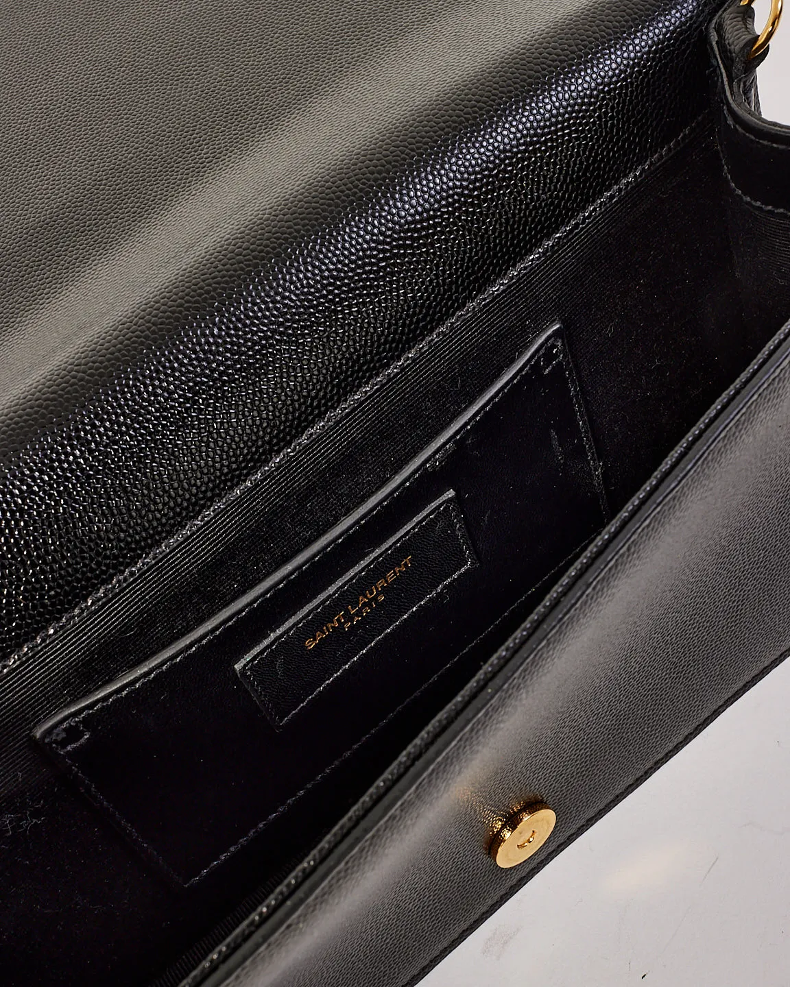Saint Laurent Black Grained Leather Kate Clutch