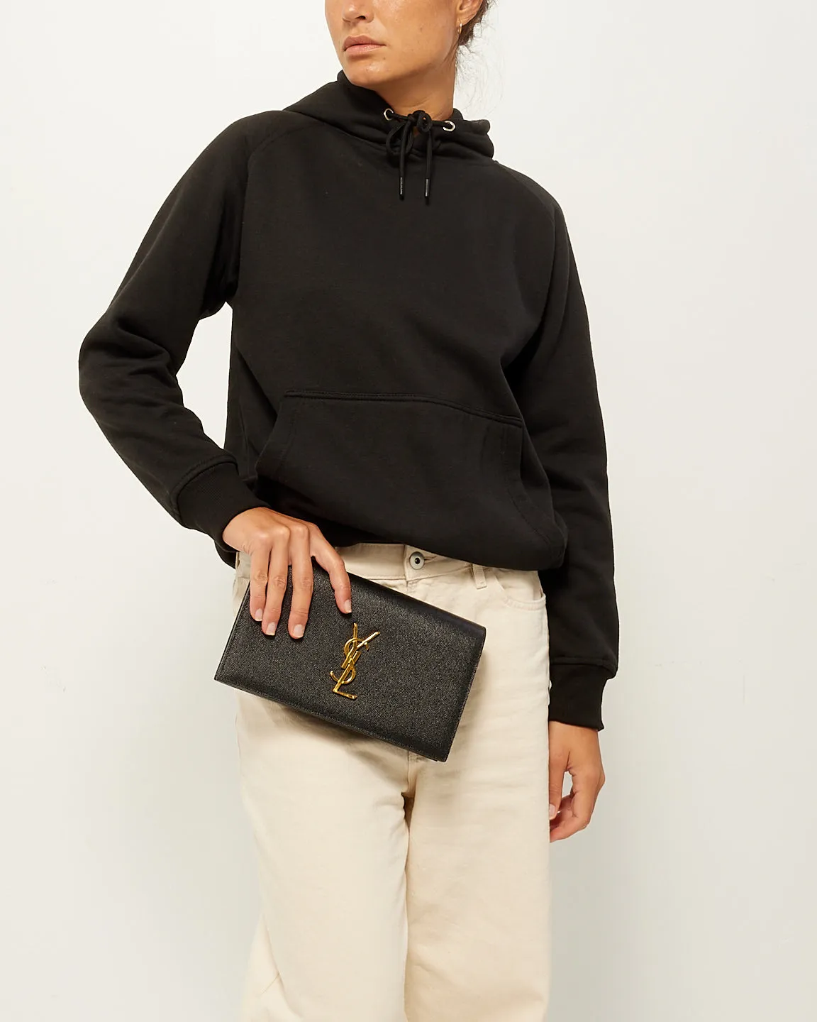 Saint Laurent Black Grained Leather Kate Clutch
