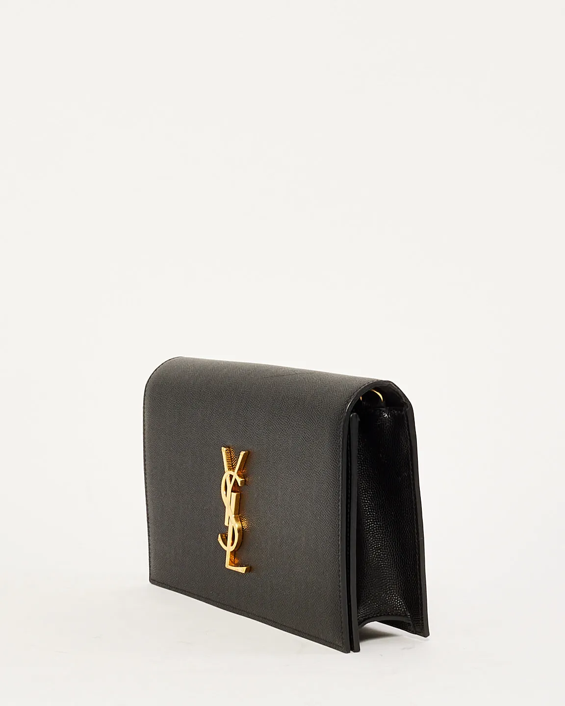 Saint Laurent Black Grained Leather Kate Clutch