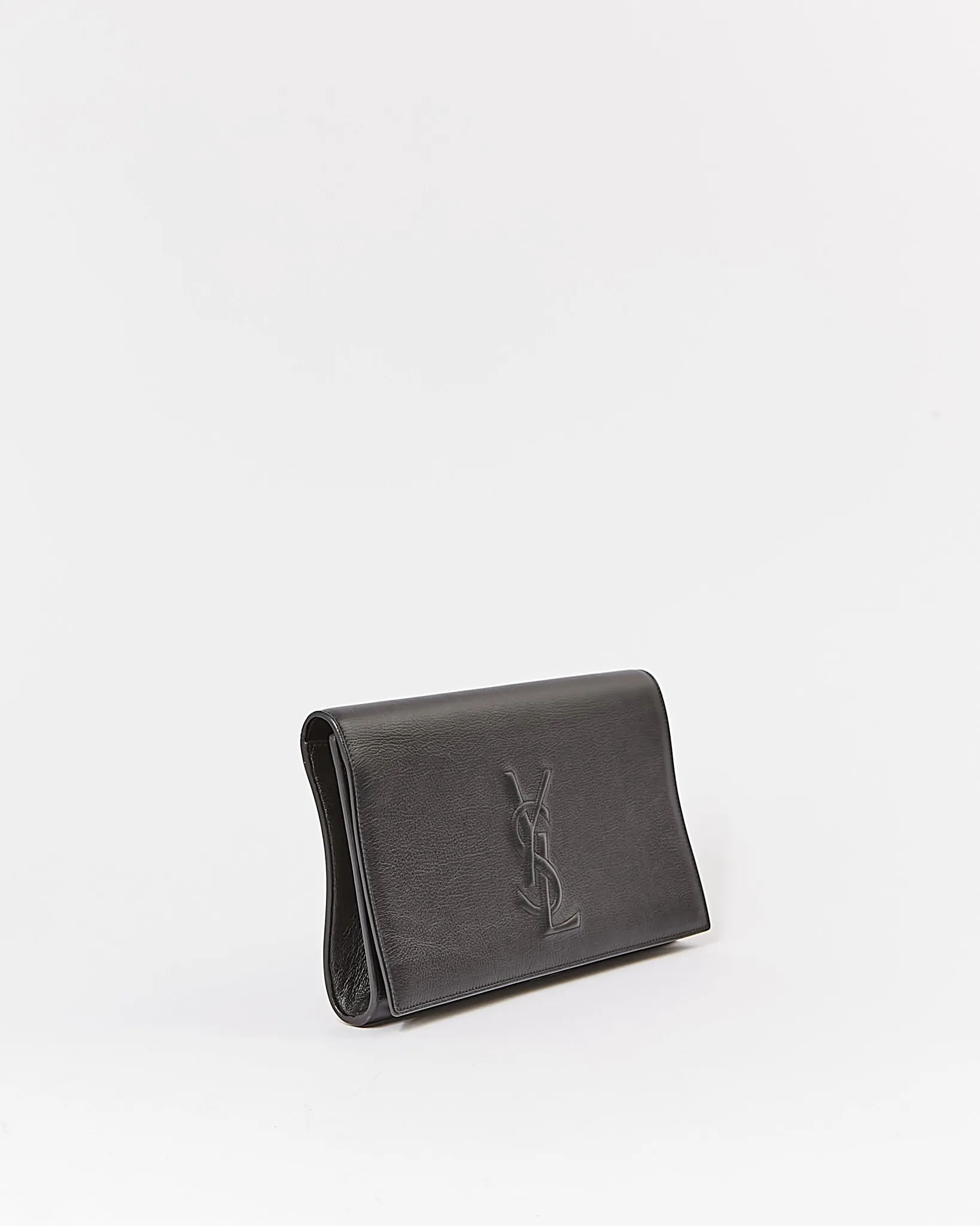 Saint Laurent Black Leather Belle De Jour Logo Clutch