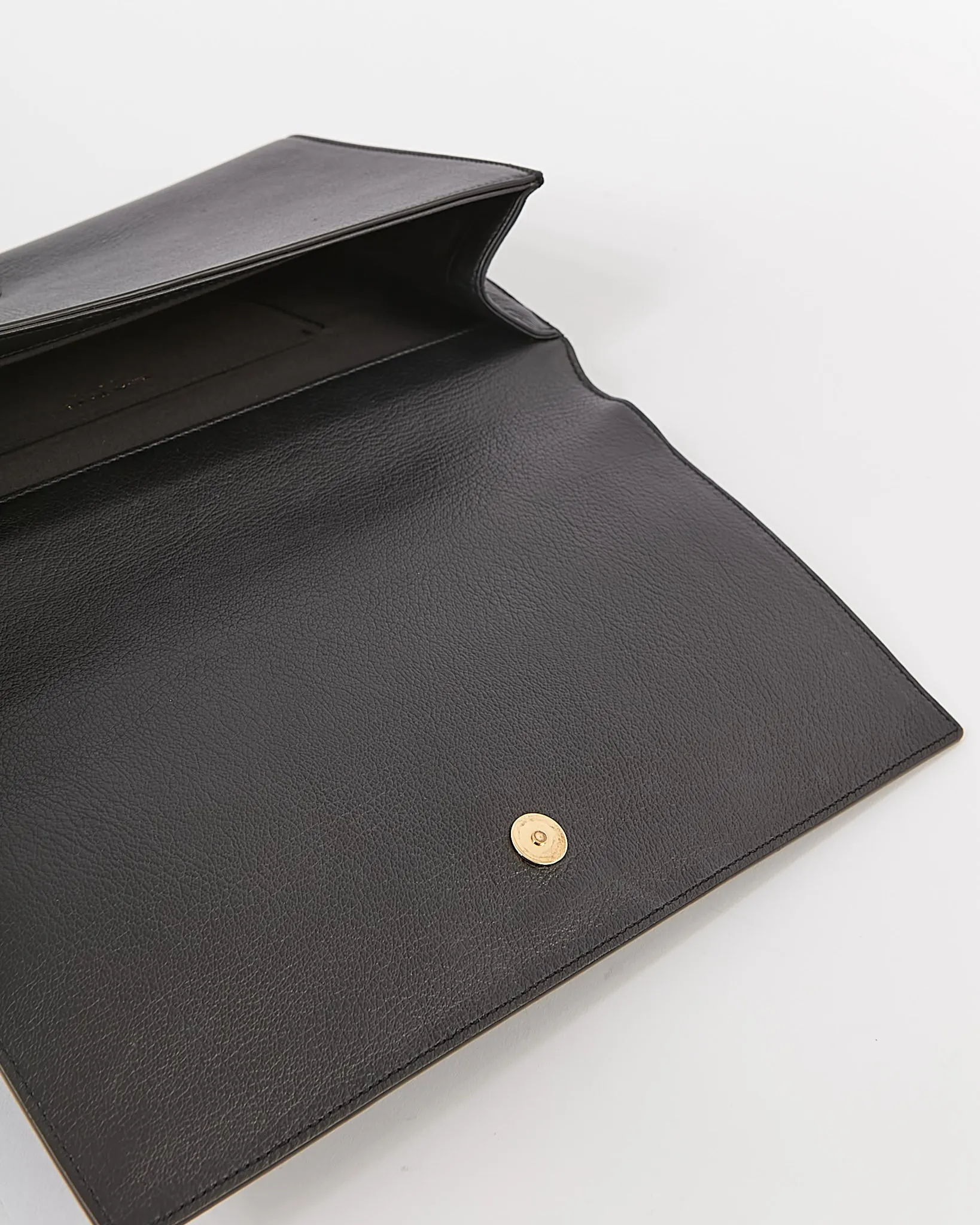Saint Laurent Black Leather Belle De Jour Logo Clutch