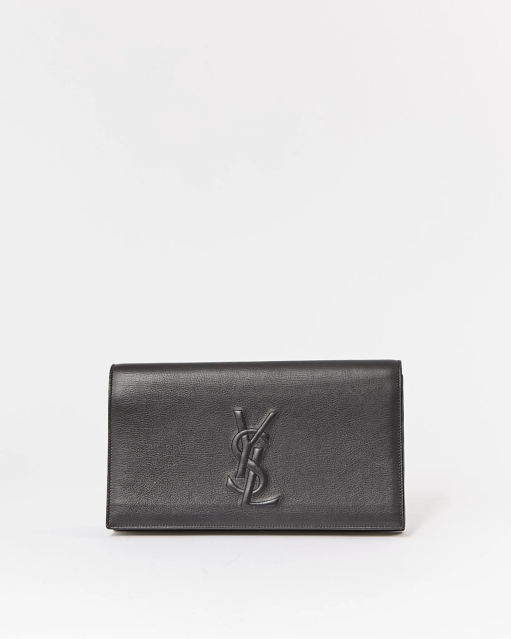 Saint Laurent Black Leather Belle De Jour Logo Clutch