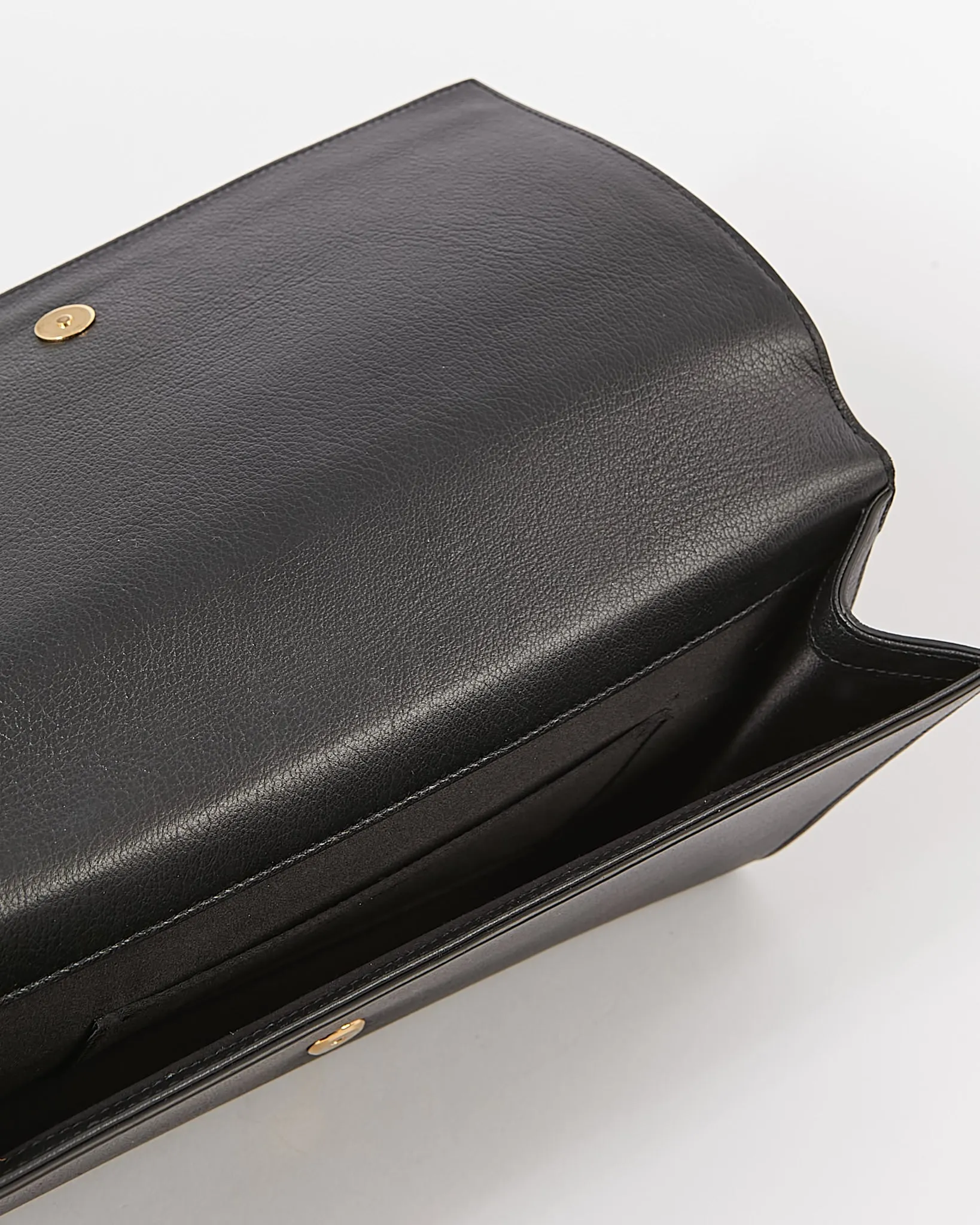 Saint Laurent Black Leather Belle De Jour Logo Clutch