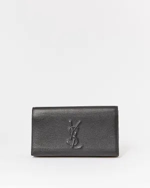 Saint Laurent Black Leather Belle De Jour Logo Clutch