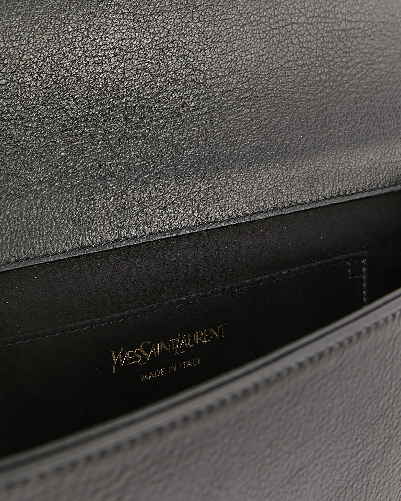 Saint Laurent Black Leather Belle De Jour Logo Clutch