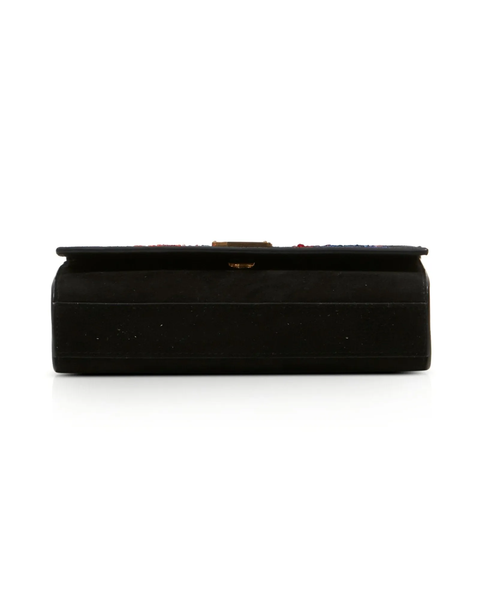 Saint Laurent Black Suede Beaded Monogram Kate Shoulder Bag