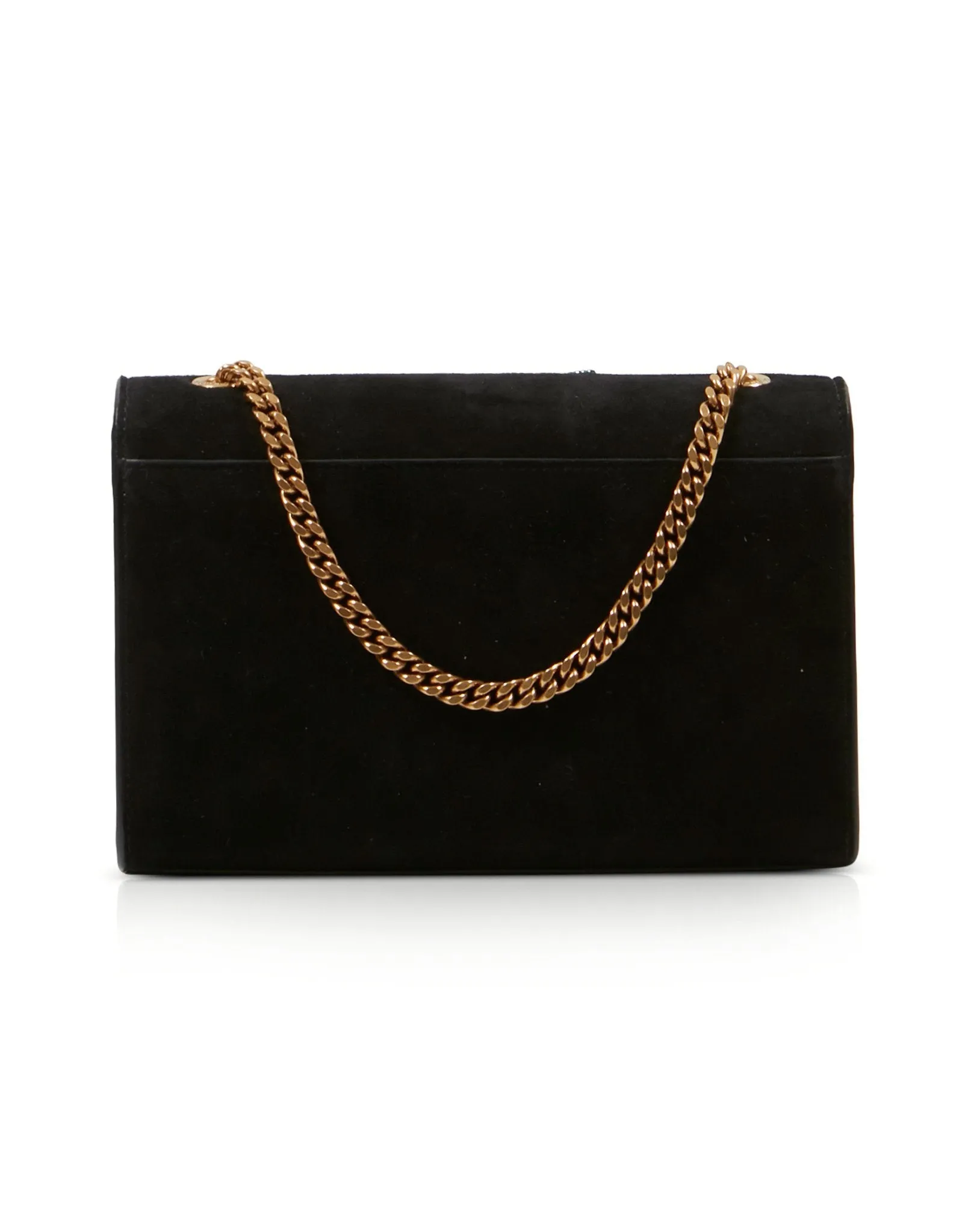 Saint Laurent Black Suede Beaded Monogram Kate Shoulder Bag