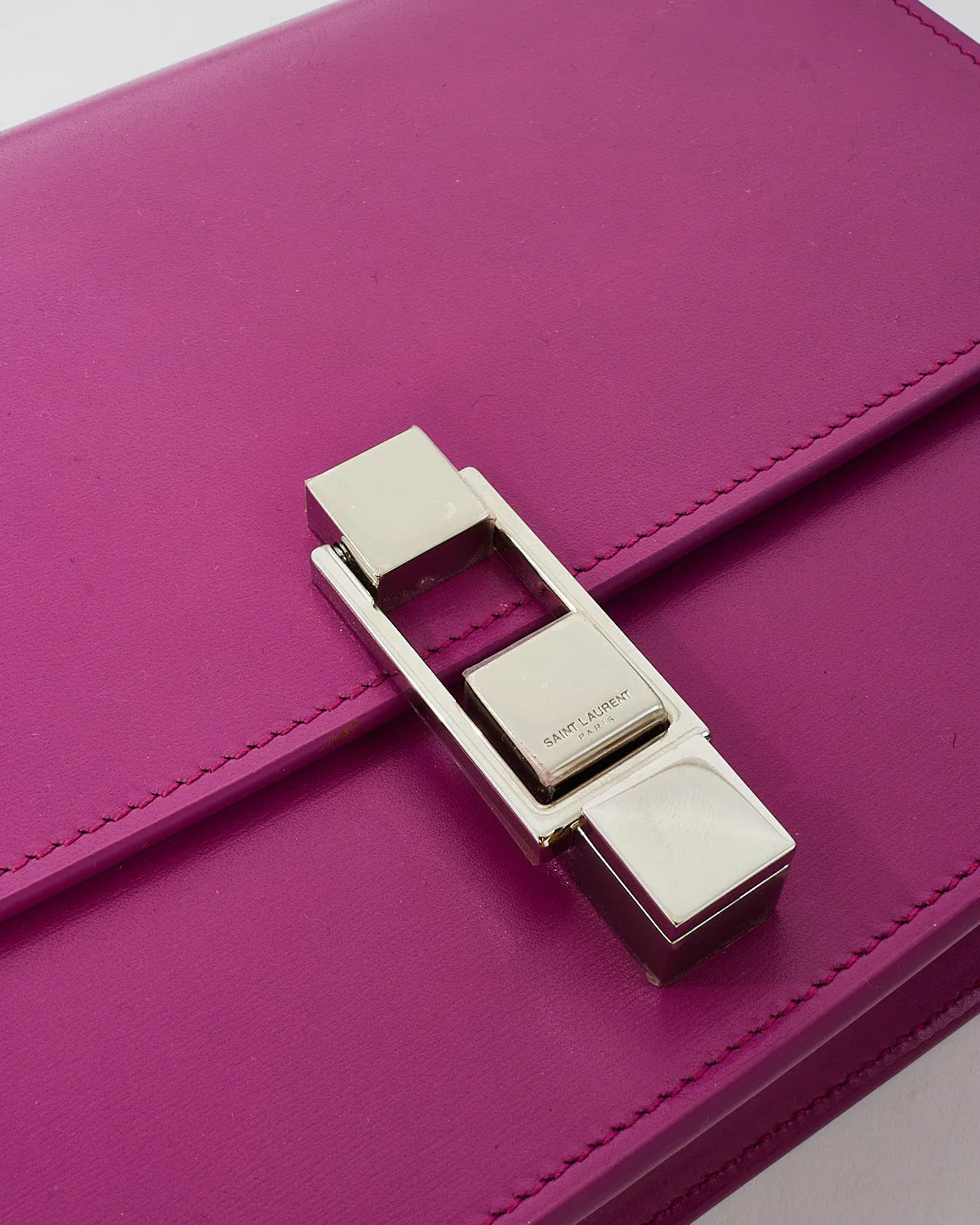 Saint Laurent Fuchsia Pink Smooth Box Leather Le Carre Bag
