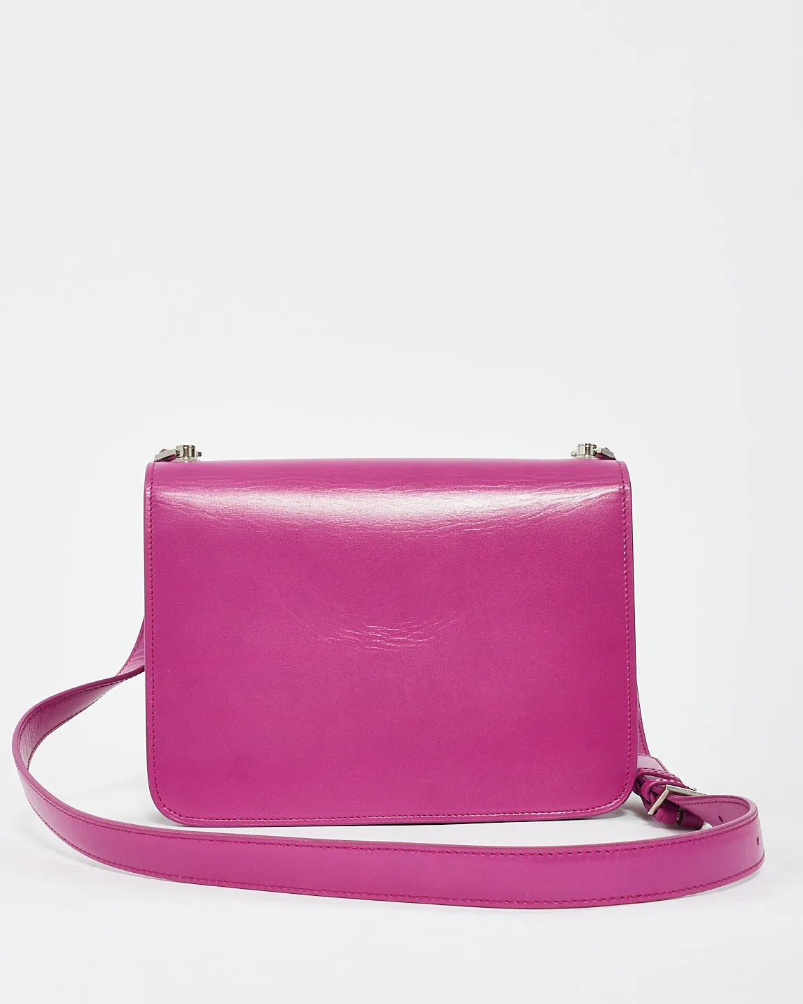 Saint Laurent Fuchsia Pink Smooth Box Leather Le Carre Bag