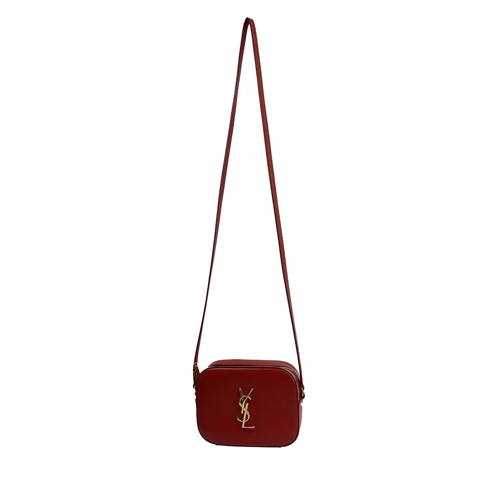 Saint Laurent - Grain de Poudre Classic Monogram Small Red Camera Bag Crossbody