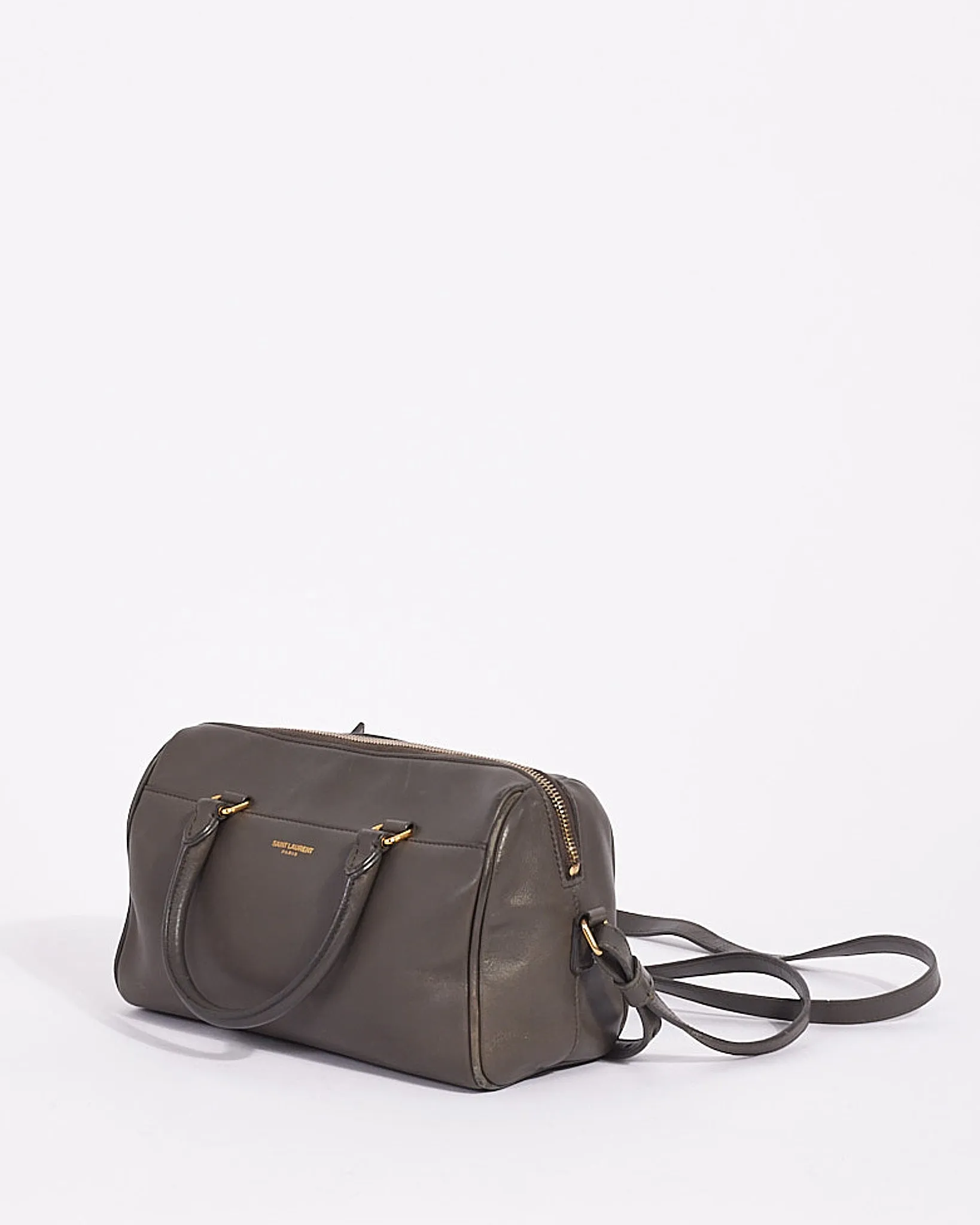 Saint Laurent Grey Leather Classic Baby Duffle Bag