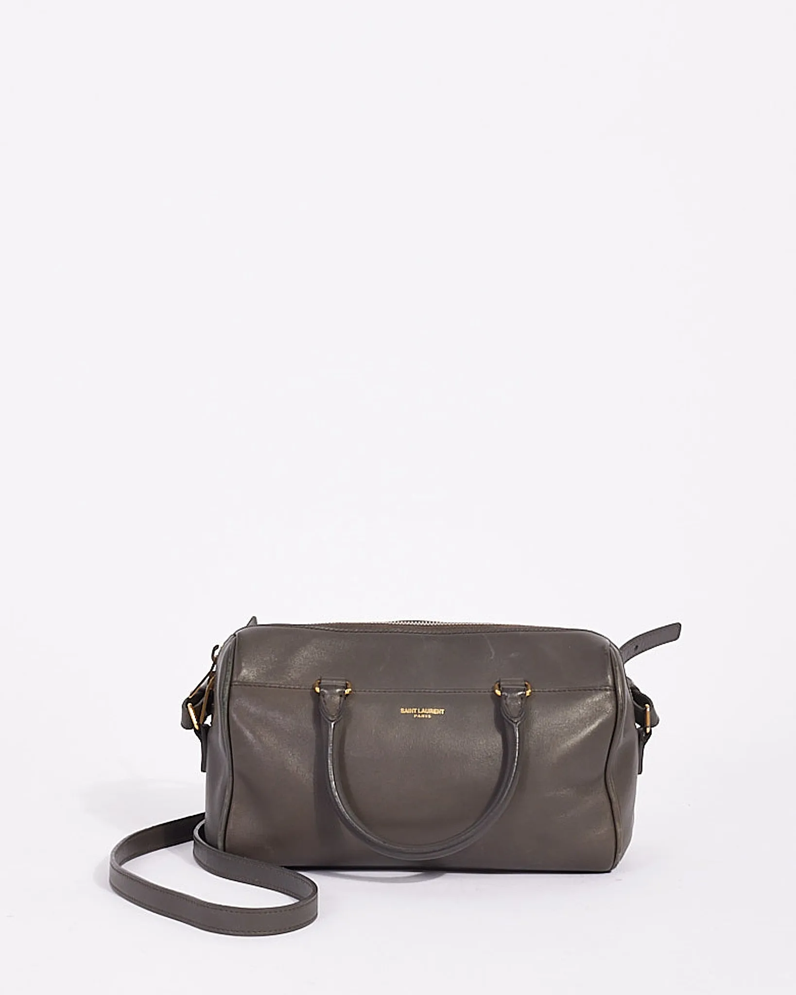 Saint Laurent Grey Leather Classic Baby Duffle Bag