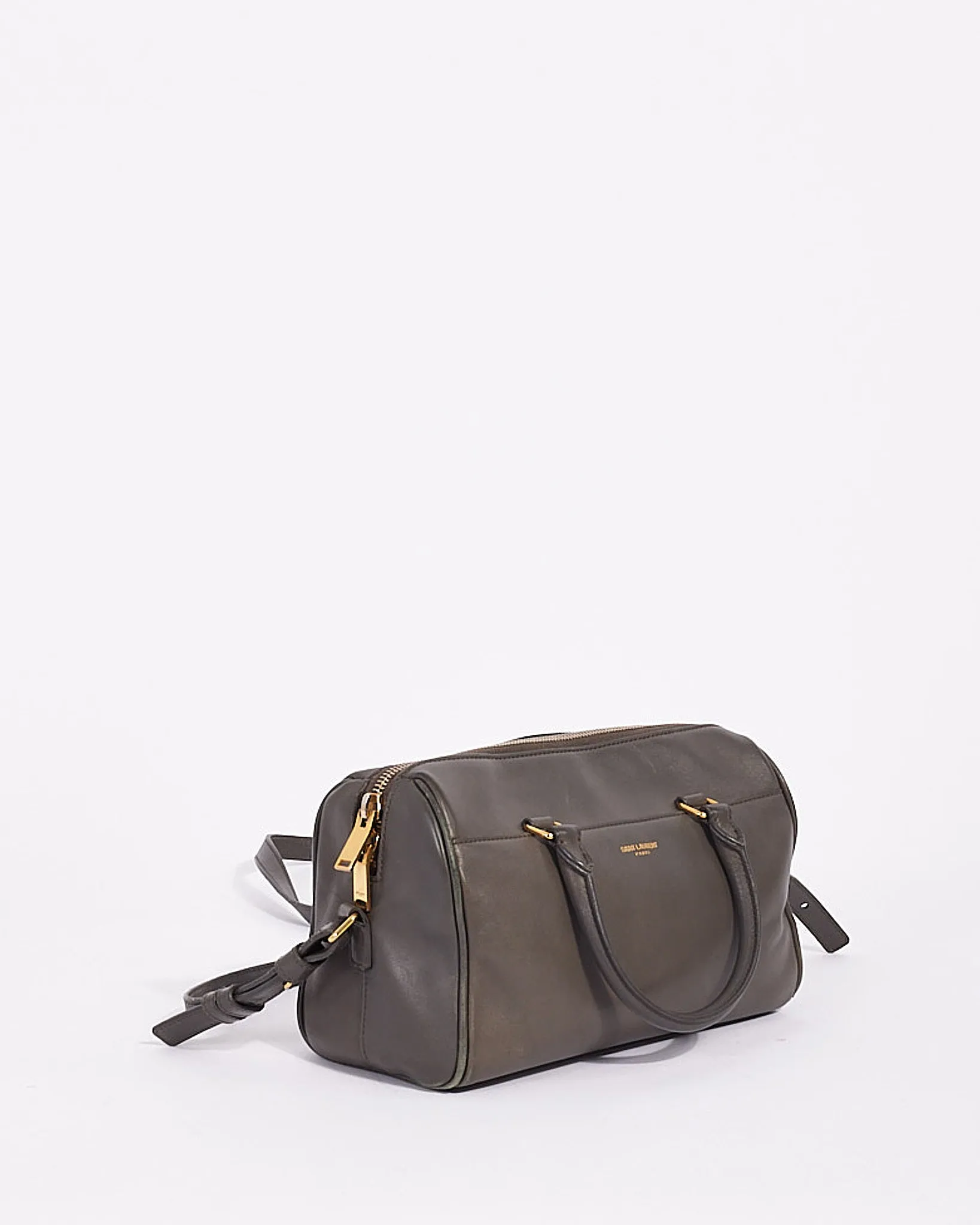 Saint Laurent Grey Leather Classic Baby Duffle Bag