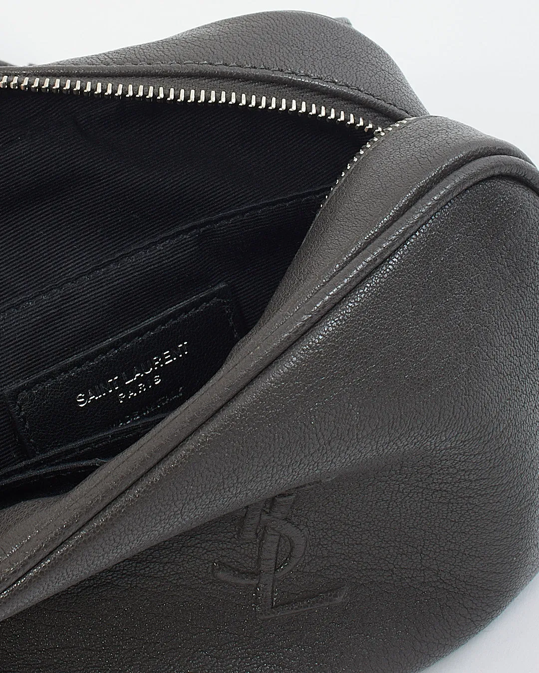 Saint Laurent Grey Leather Embossed Monogram Belt Bag