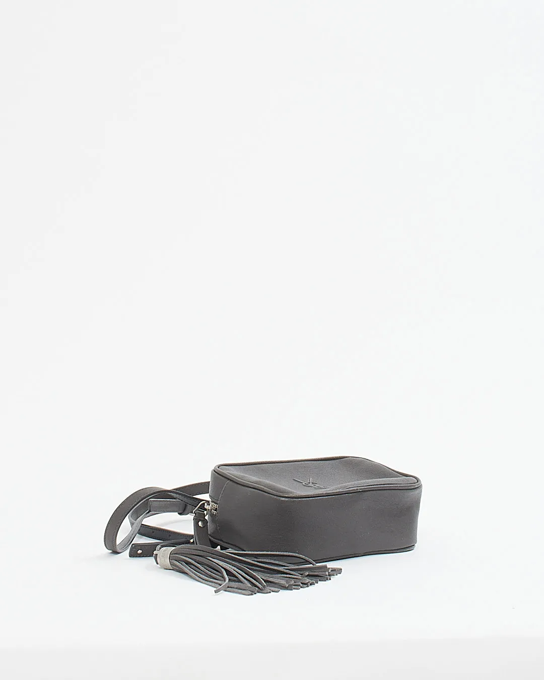 Saint Laurent Grey Leather Embossed Monogram Belt Bag