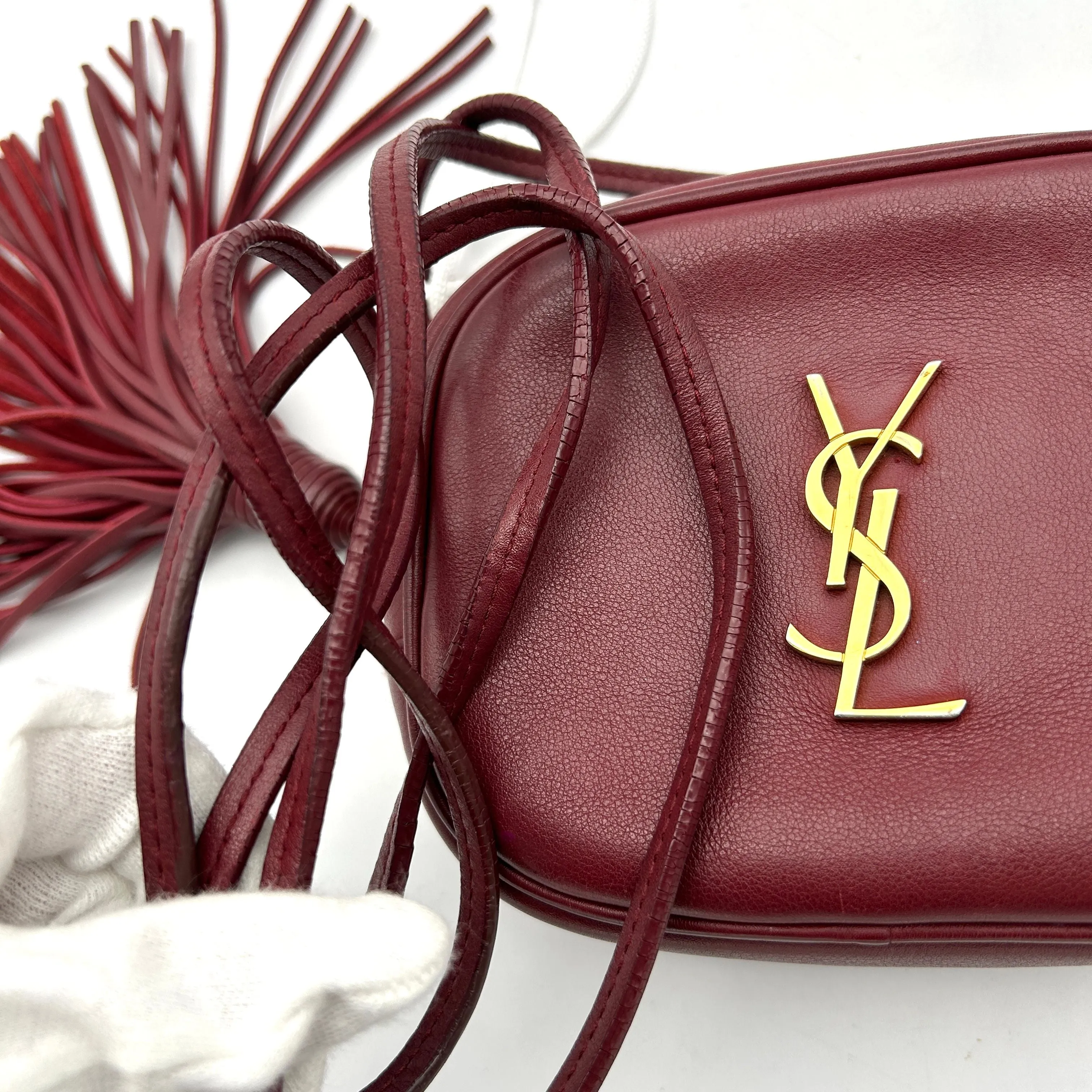 Saint Laurent Mini Monogram Lou Camera Bag - Burgundy Crossbody Bags, Handbags LA16986