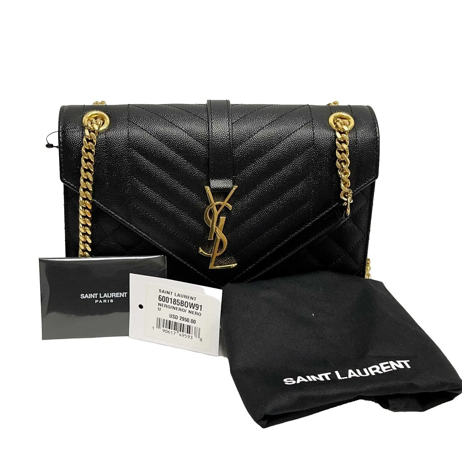 Saint Laurent NEW Classic Monogram Envelope Satchel Mixed Matelasse Leather
