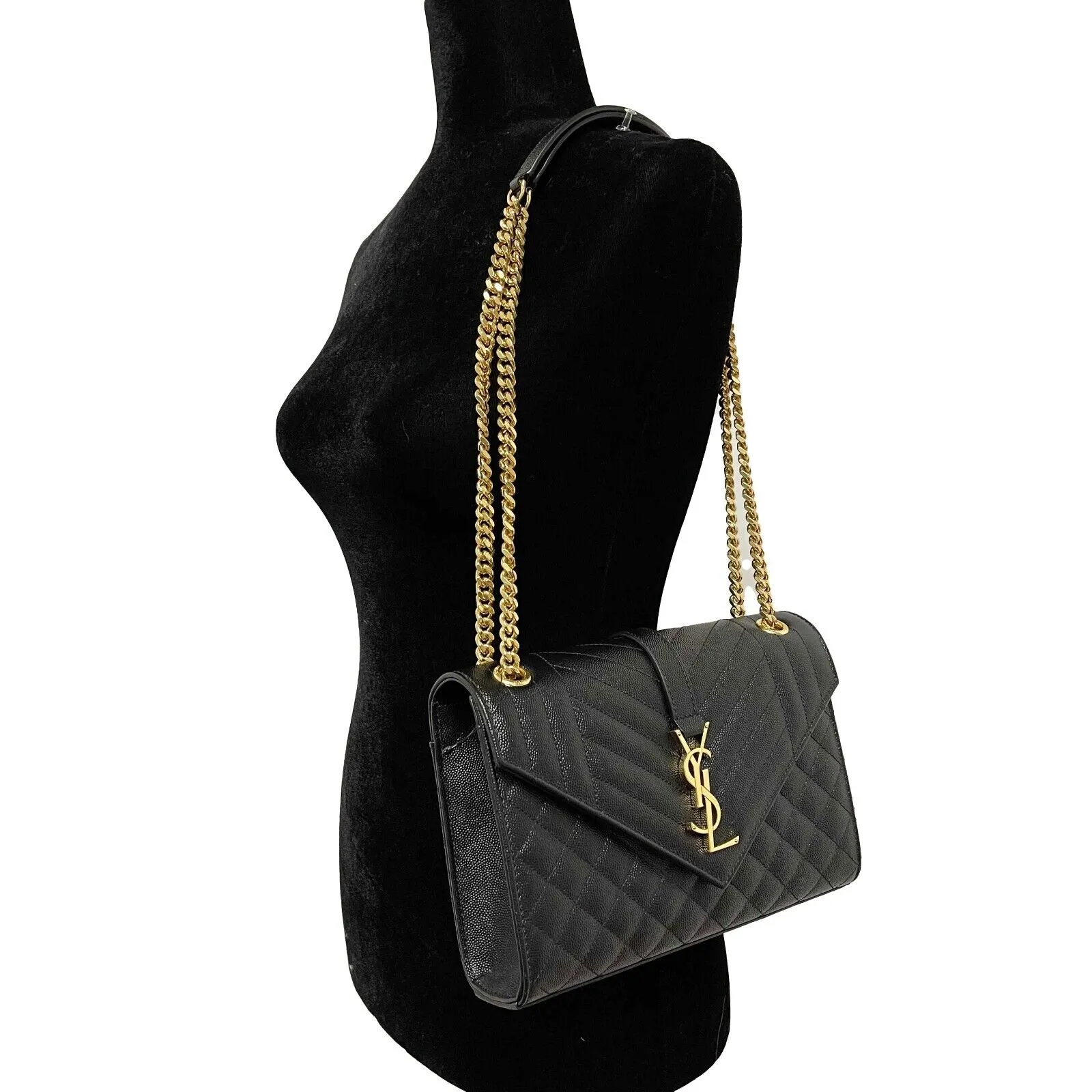Saint Laurent NEW Classic Monogram Envelope Satchel Mixed Matelasse Leather