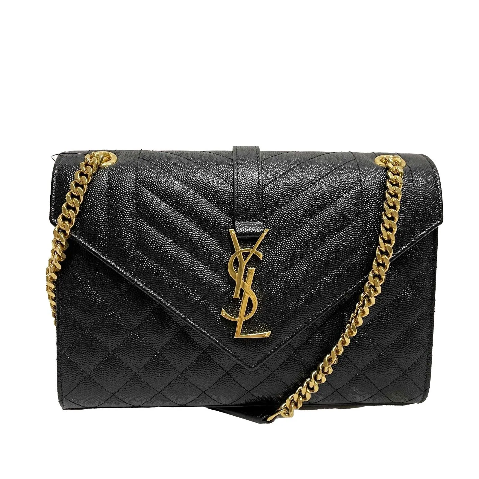Saint Laurent NEW Classic Monogram Envelope Satchel Mixed Matelasse Leather