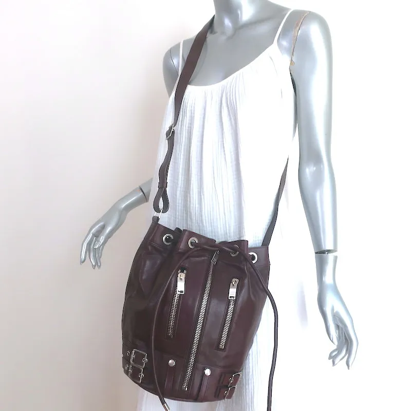 Saint Laurent Rider Bucket Bag Bordeaux Leather Medium Crossbody