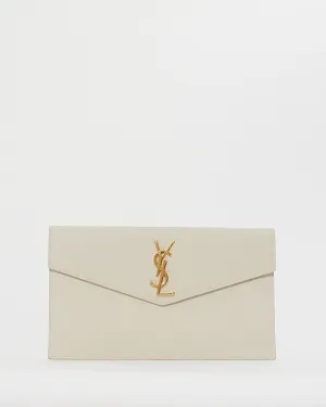 Saint Laurent White Leather Uptown Clutch