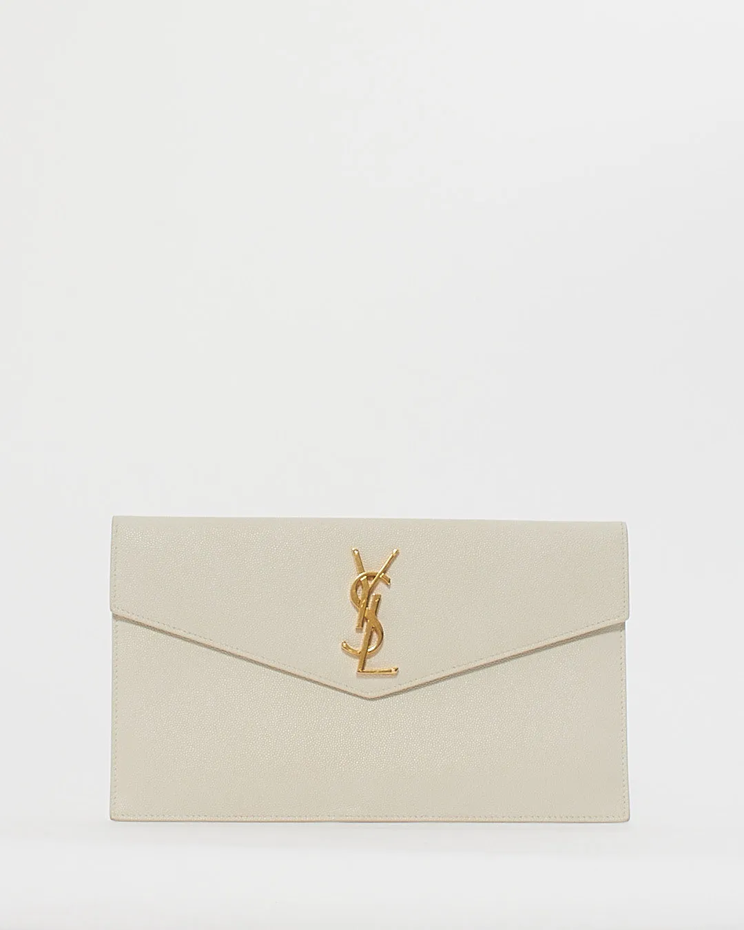 Saint Laurent White Leather Uptown Clutch