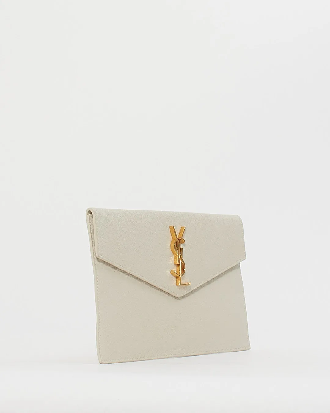 Saint Laurent White Leather Uptown Clutch