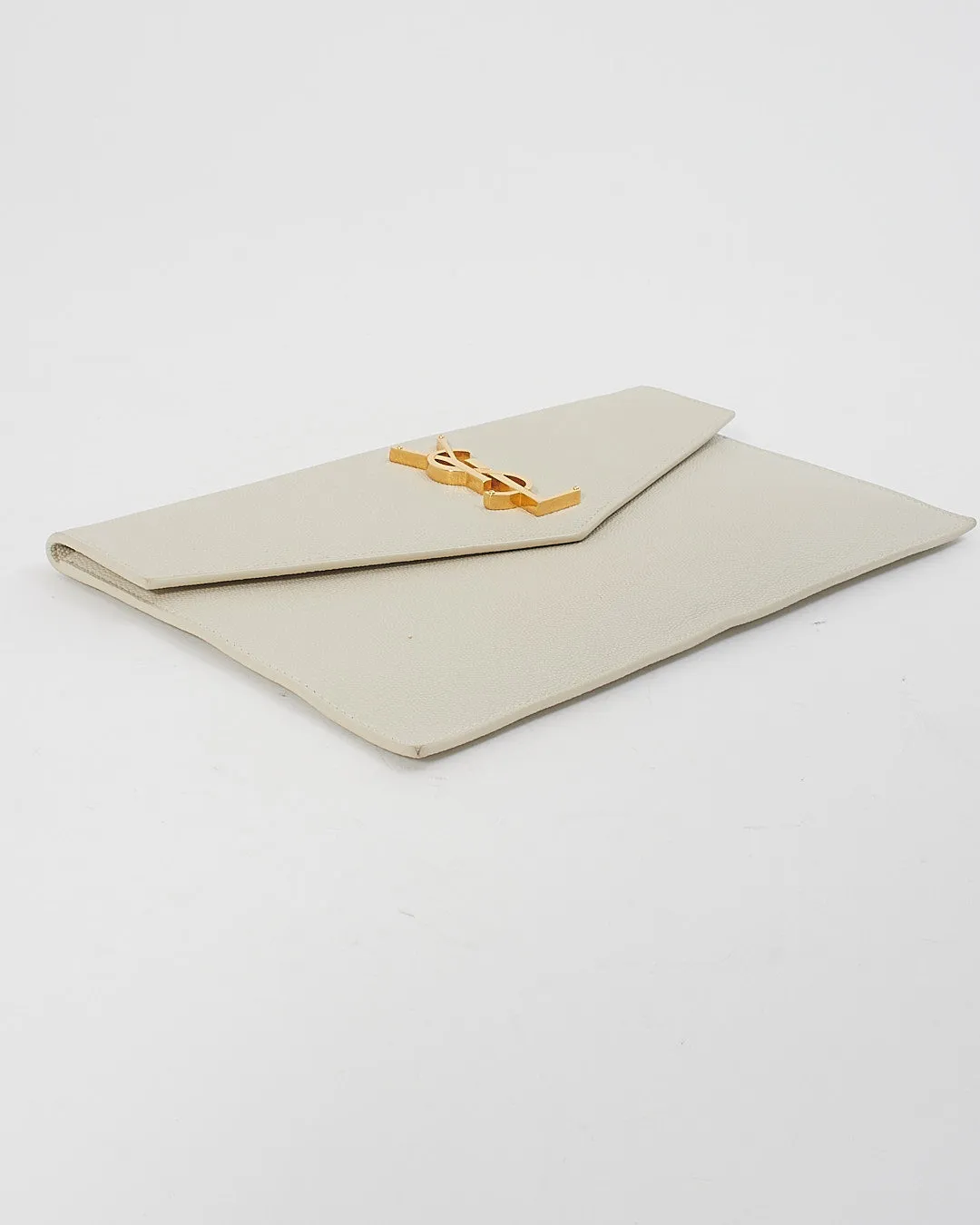 Saint Laurent White Leather Uptown Clutch