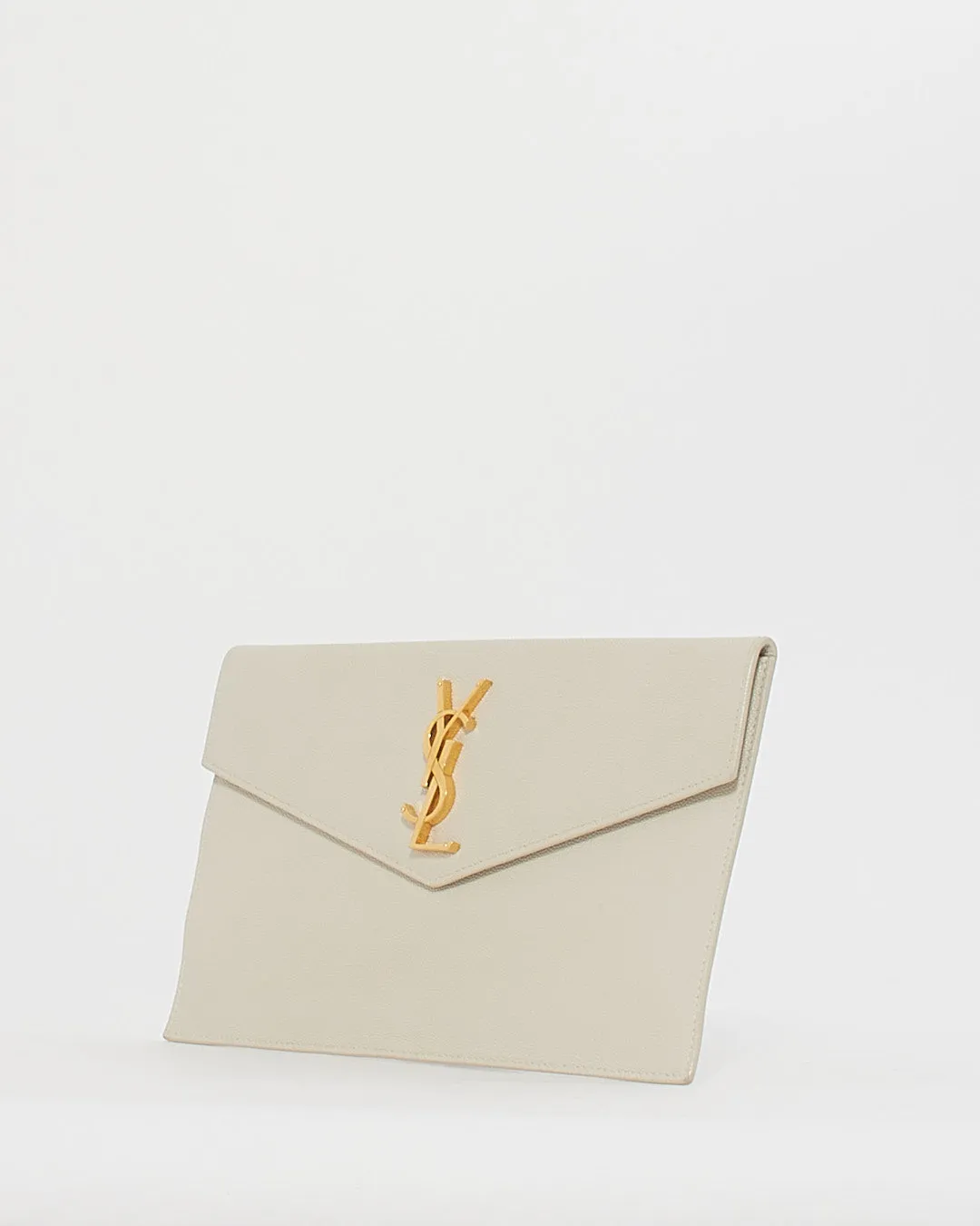 Saint Laurent White Leather Uptown Clutch