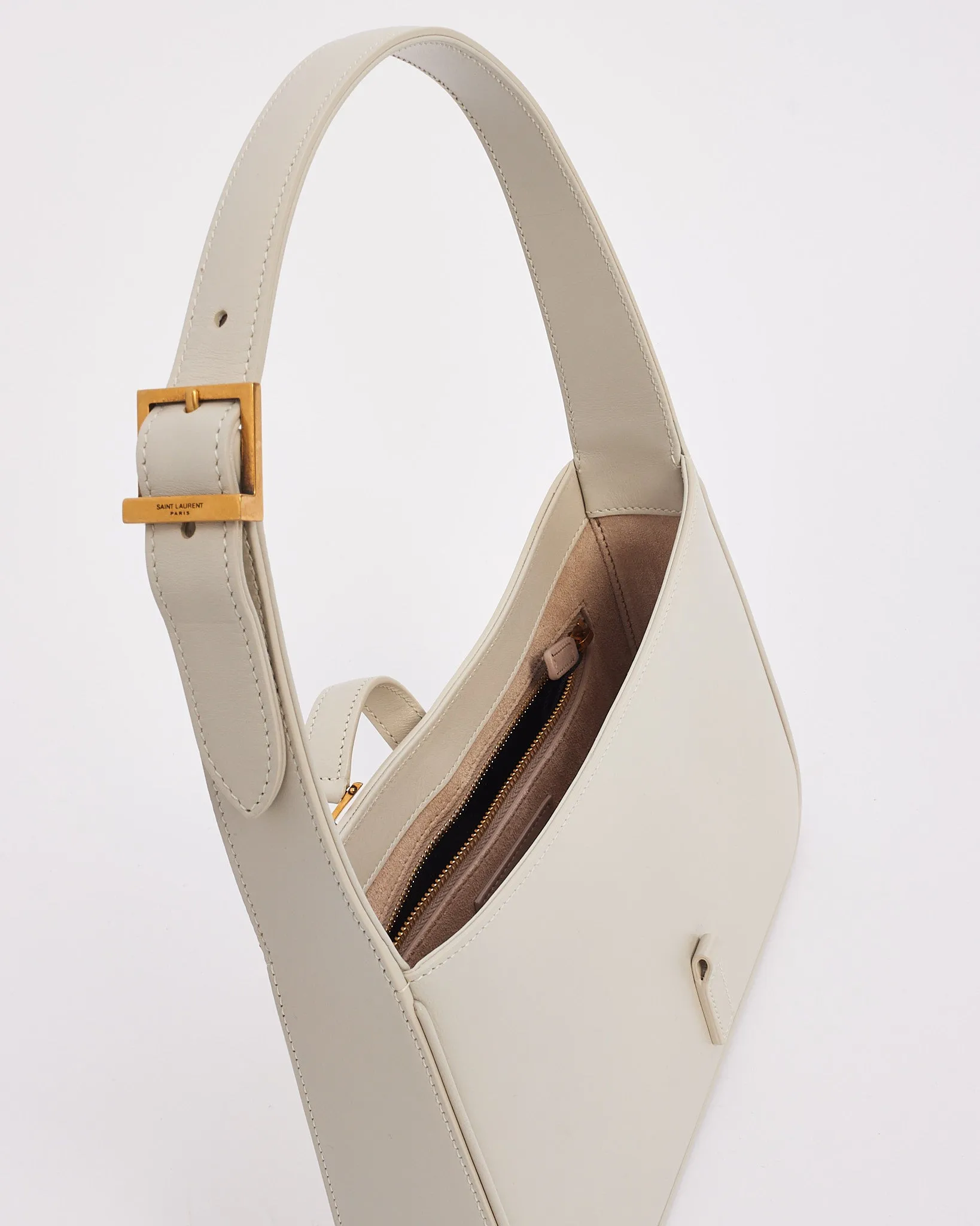 Saint Laurent White "Blanc Vintage" Smooth Leather 5 à 7 Shoulder Bag