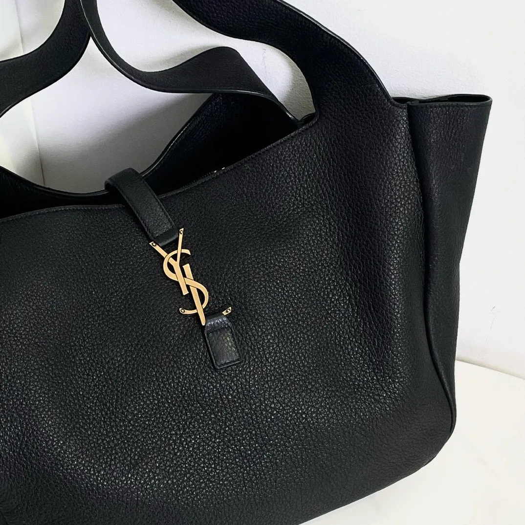 Saint Laurent YSL Bea Tote Bag in Black Leather