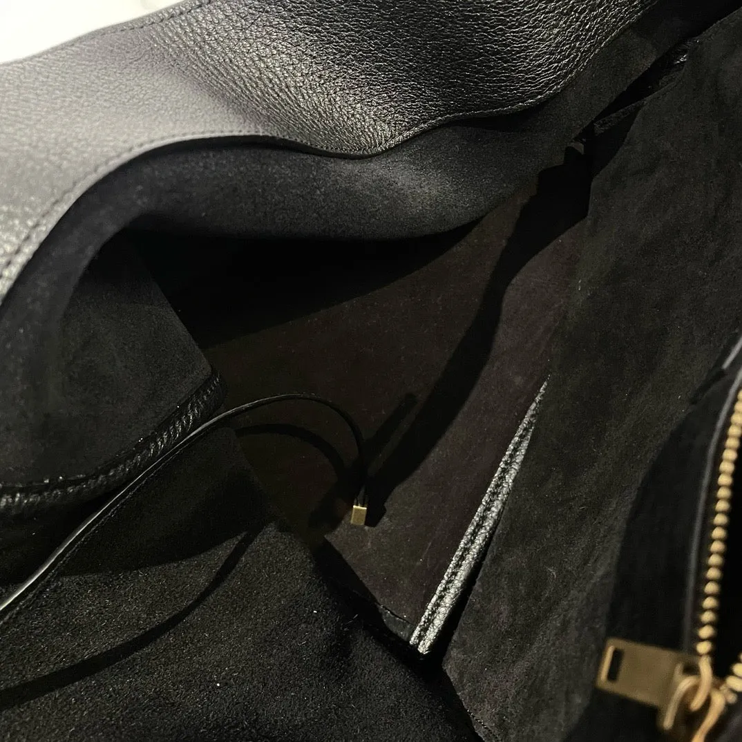 Saint Laurent YSL Bea Tote Bag in Black Leather