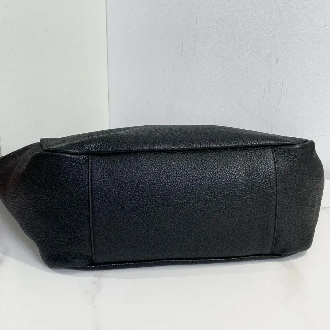 Saint Laurent YSL Bea Tote Bag in Black Leather
