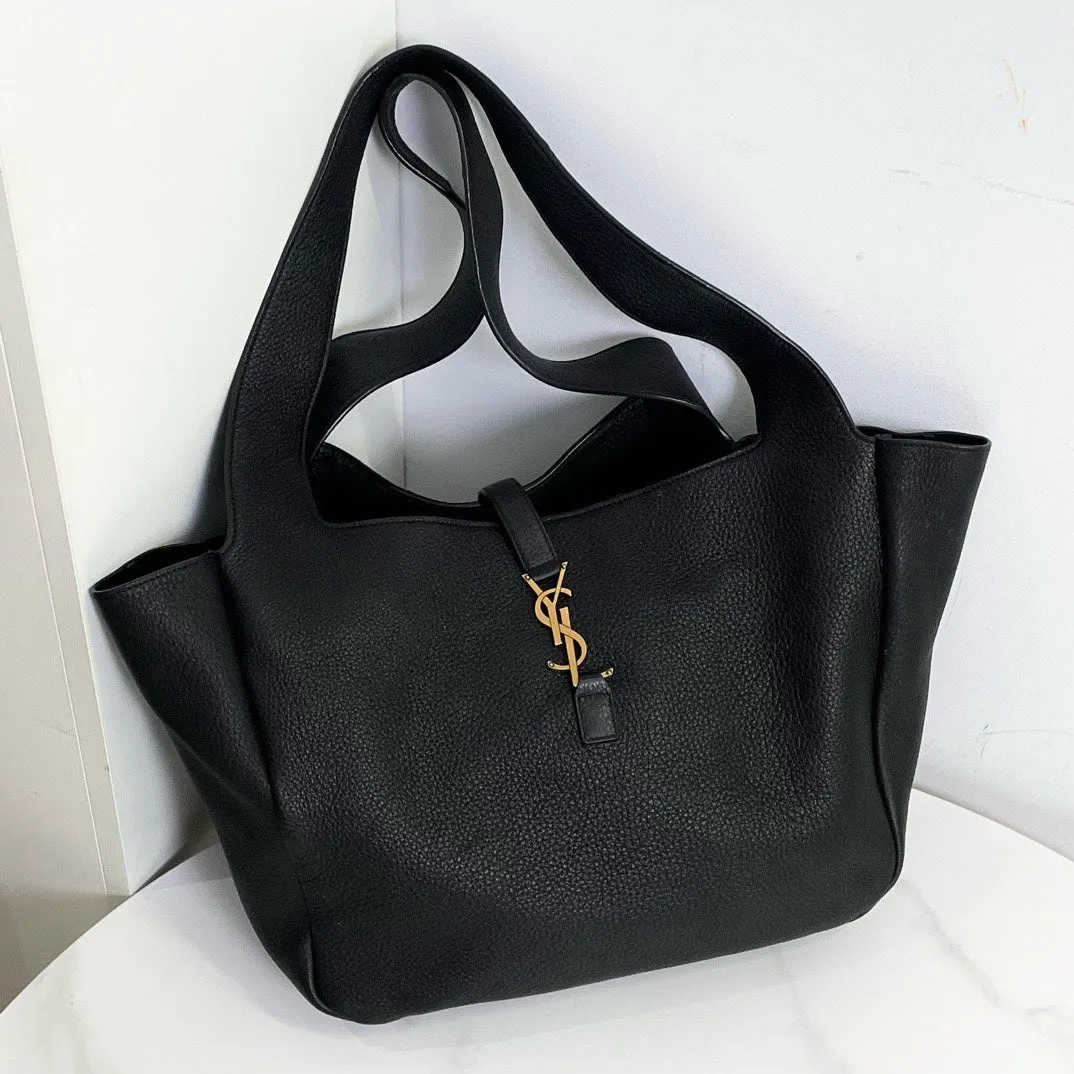 Saint Laurent YSL Bea Tote Bag in Black Leather