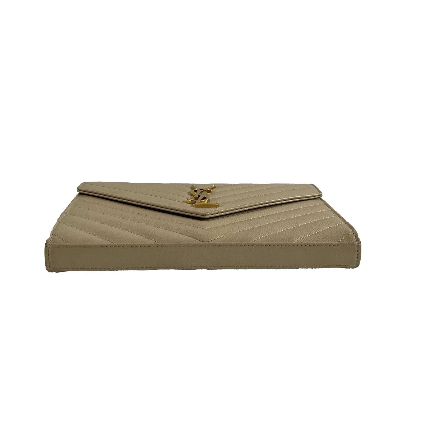 Saint Laurent - YSL Monogramme Grain de Poudre Wallet Chain / Beige Crossbody