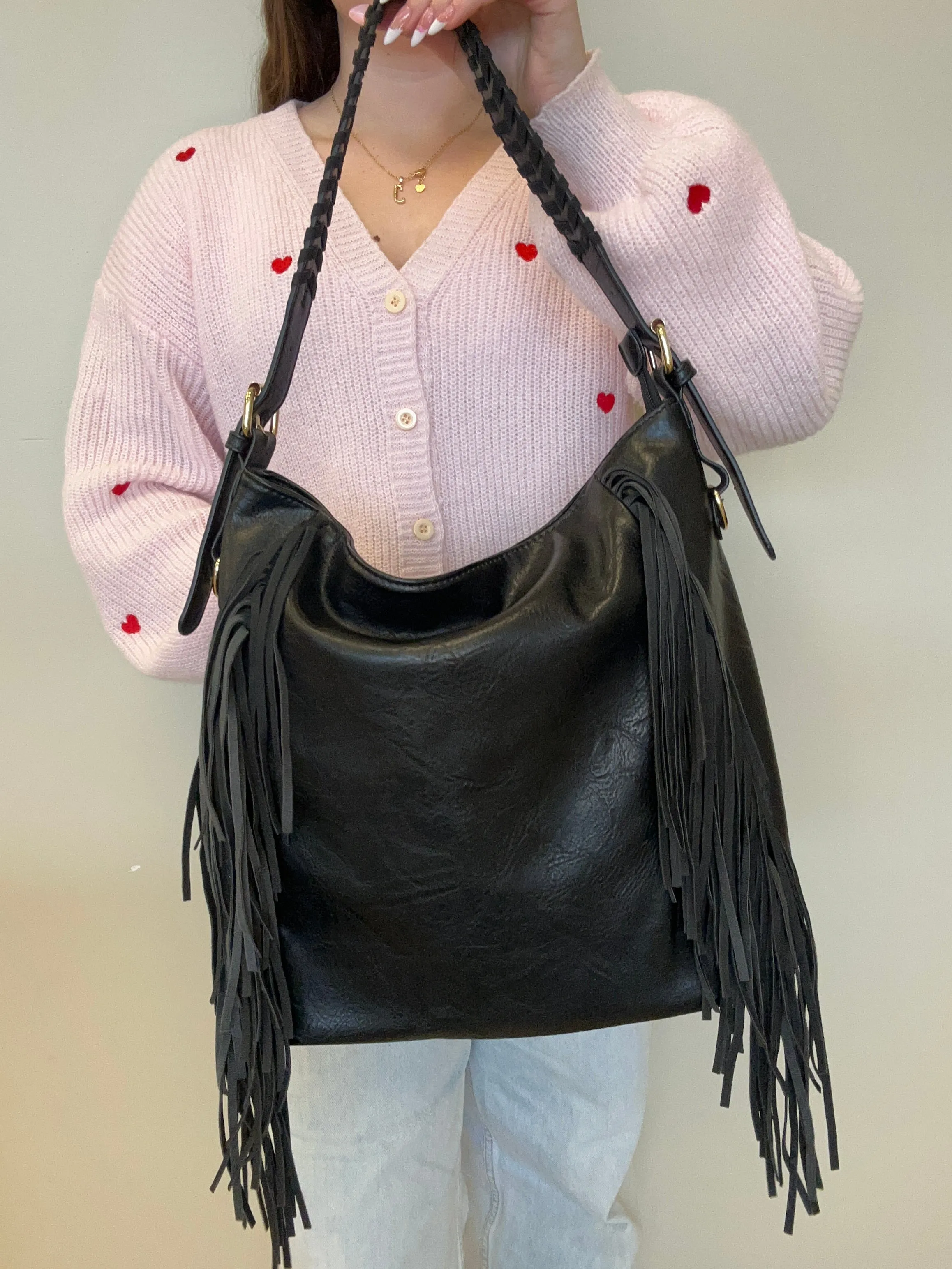 Sav Distressed Hobo w/ Fringe Detail