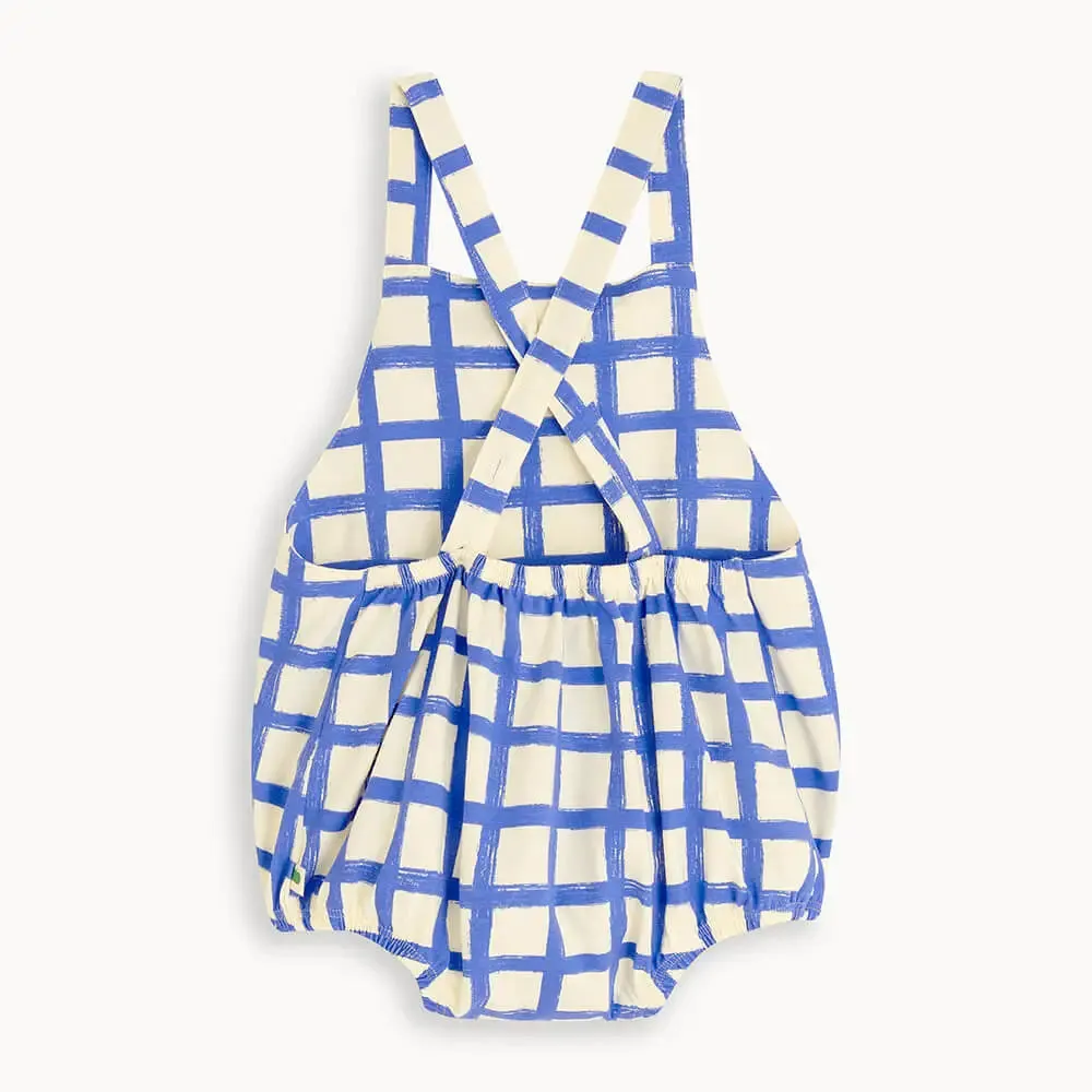 Scooter - Blue Checker Jersey Baby Bubble Romper
