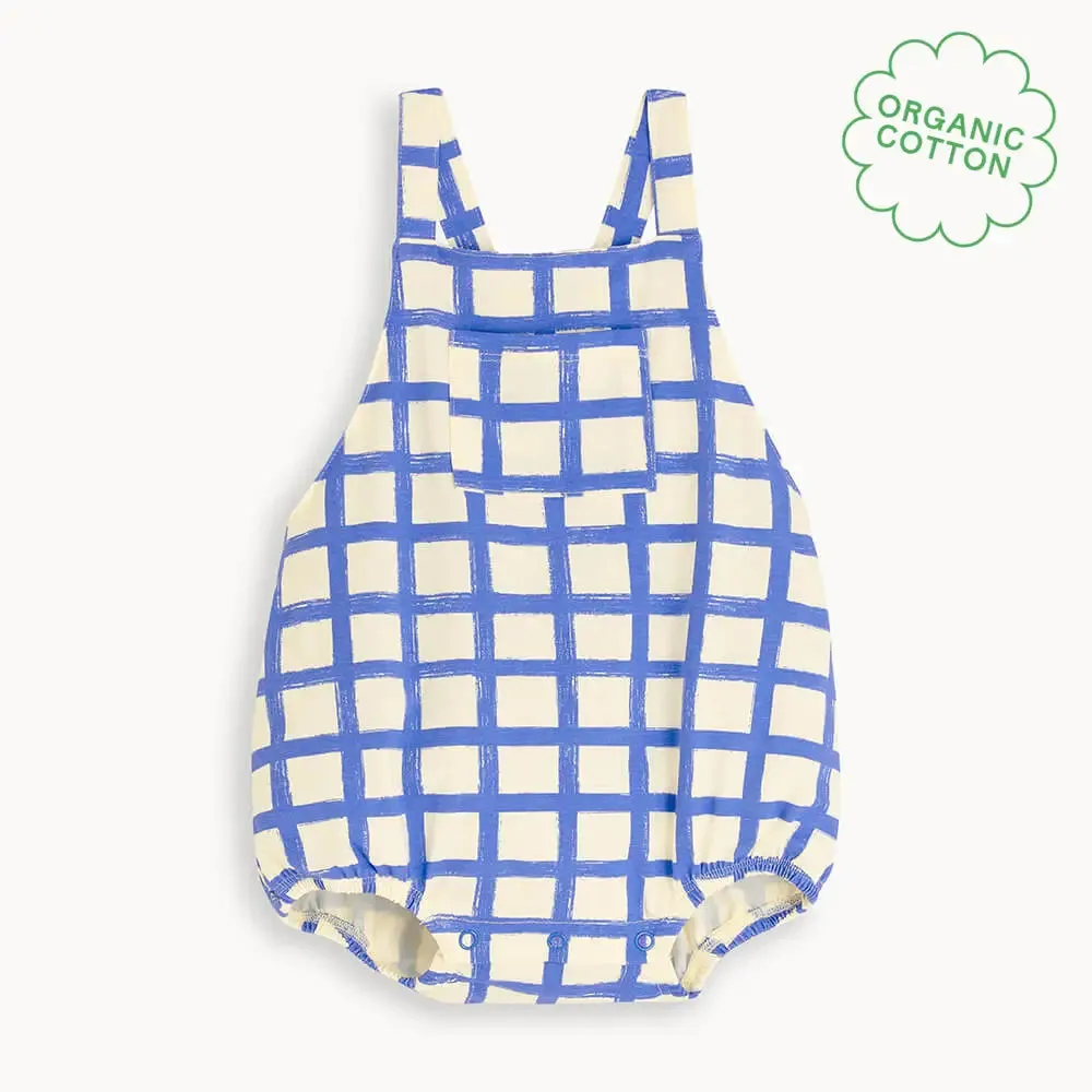 Scooter - Blue Checker Jersey Baby Bubble Romper