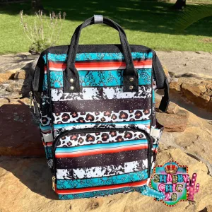 Serape, Leopard and Cowprint Diaper Bag Backpack