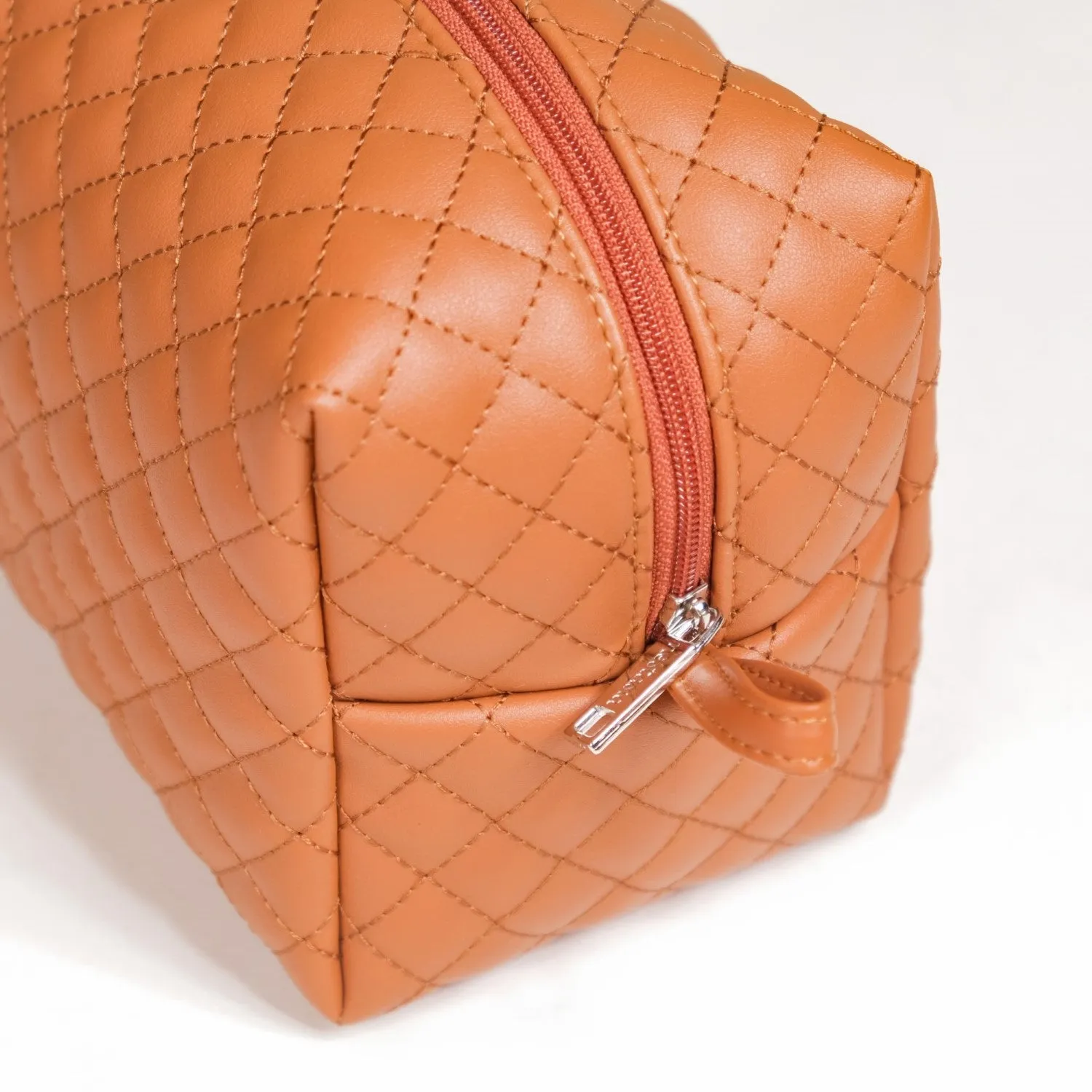 Set Of 3 Water Resistant Makeup Pouches Tan
