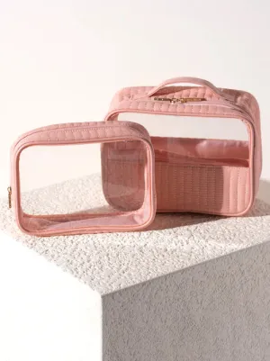 Shira Leah - Ezra Quilted Nylon Set of 2 Cosmetic Bag - Blush