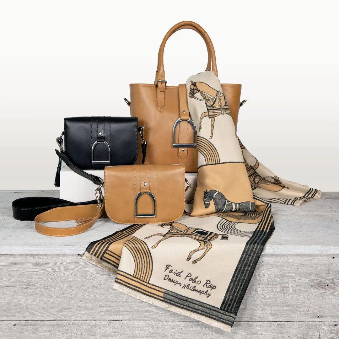 Signature - Equestrian Stirrup Tote Bag in Caramel Italian Leather