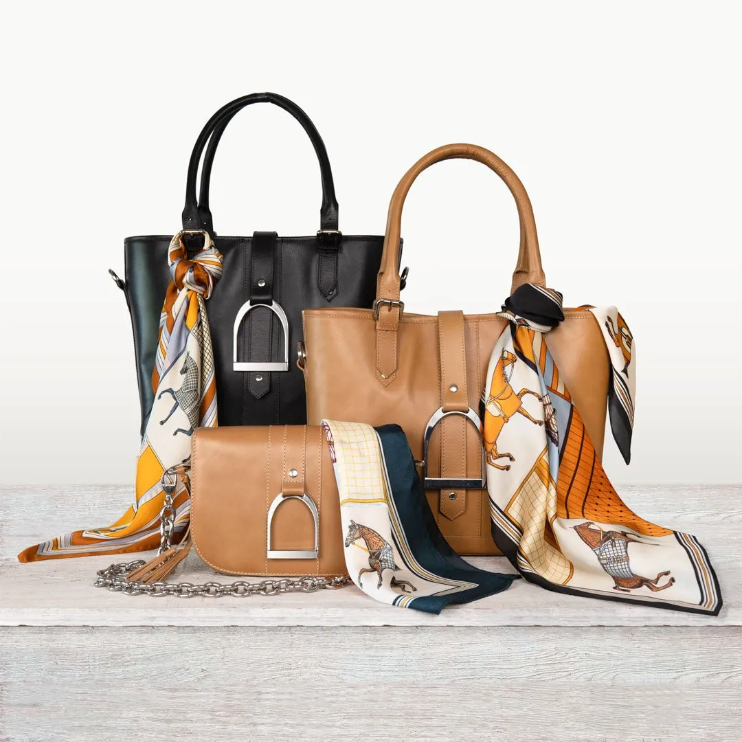 Signature - Equestrian Stirrup Tote Bag in Caramel Italian Leather