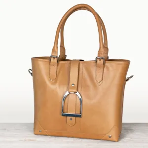Signature - Equestrian Stirrup Tote Bag in Caramel Italian Leather