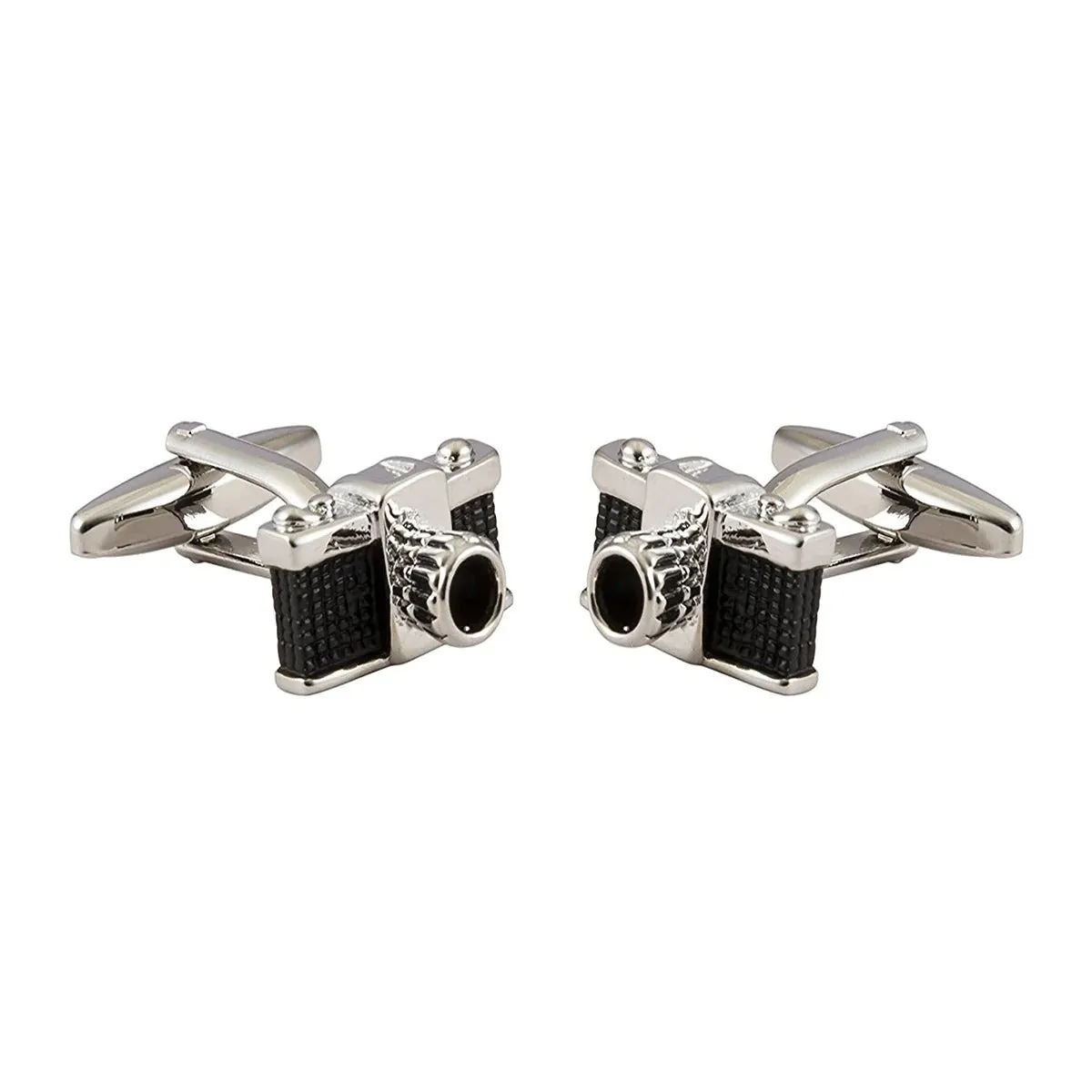 Sleek Black Camera Cufflinks in Presentation Gift Box